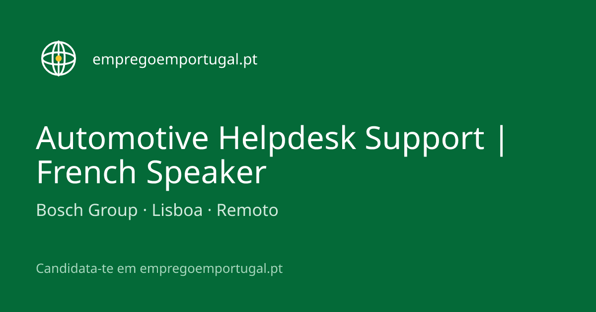 Automotive Helpdesk Support | French Speaker — Bosch Group ...